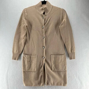 Antonio Pernas Cardigan Womens Size S Duster Button Front Long Sleeve Beige